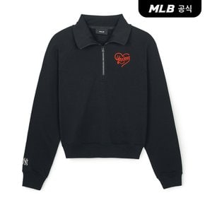 [코리아공식] 여성 하트 크롭 반집업 맨투맨 NY (Black)