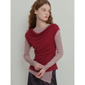 Asymmetric Layered Top Set - Red/Pink