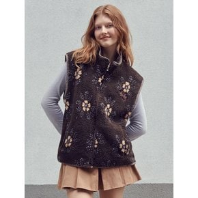 Cozy flower Fleece Vest Jacket AYJ301 (Brown)