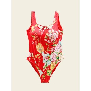 Floral print swimsuit (Red)