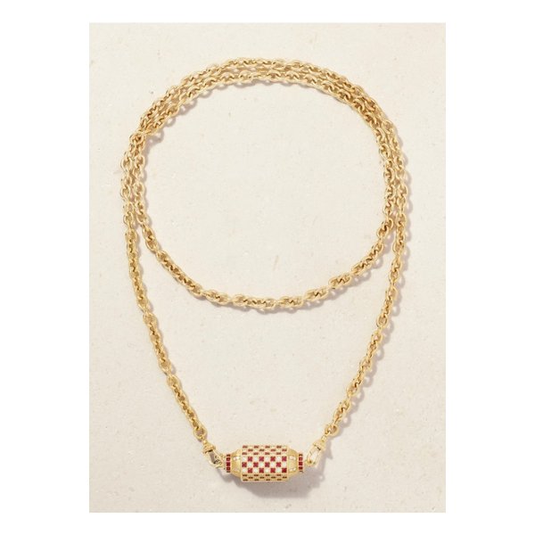 마리 리히텐베르크 체크 로켓 18k 골드 다이아몬드 루비 네크리스 1647597328293872