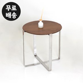 베닌 원형 사이드 테이블 보조 티 탁자 원형 소파옆 침대옆 원탁 철제(550/월넛)