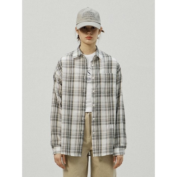 Over check shirt - Ivory