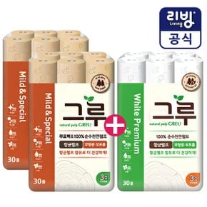 [삼정펄프] 그루 마일드 화장지 60롤+그루 화이트 화장지 30롤