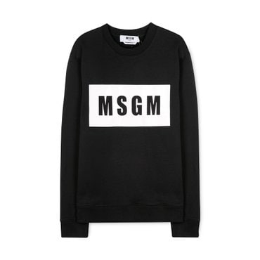 MSGM 남성 박스 로고 블랙 맨투맨 2940MM163 207599 99