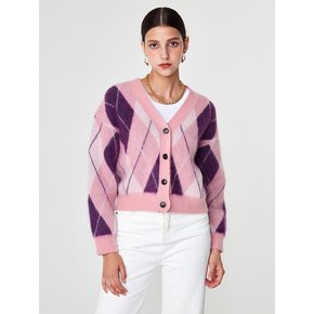 Mohair Argyle Crop Cardigan