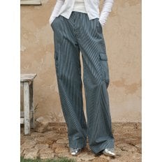 Stripe washed cargo denim pants Blue