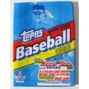 MLB 1992 Topps Baseball Card Wax Pack 탑스 베이스볼 왁스 팩 메이저 리그 야구 카드 [품]