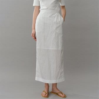 blank03 [블랭크03] wrinkled maxi skirt (white)