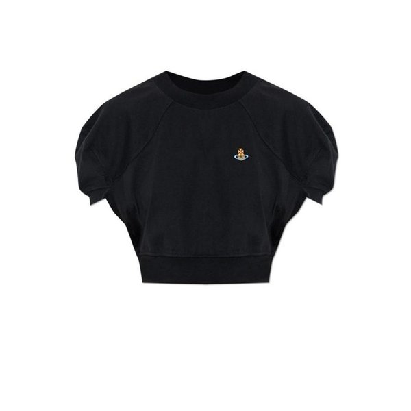 26SS 비비안웨스트우드 ORB 로고 자수 크롭 티셔츠 1G010017 J001M N401 BLACK DOM