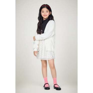 타미힐피거키즈 24년 F/W           T42E7TSC610GT1         포일 스타 스커트 (화이트 골드, 네이비)