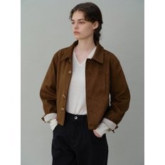 double button cutting jacket (suede-camel brown)