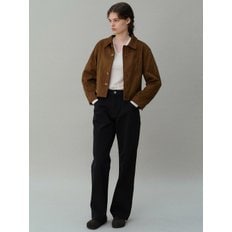 double button cutting jacket (suede-camel brown)