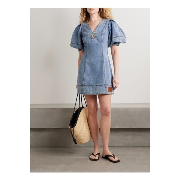 에이지 주노 장식 컷아웃 데님 미니 드레스 미드 데님 1647597359957755