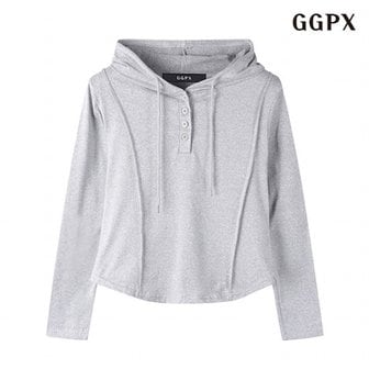 GGPX 정상가:59,000원  데일리 무지 후드 버튼업 슬림 긴팔 티셔츠 (GOALW016D)