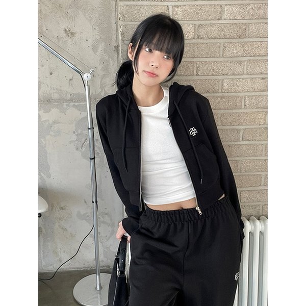 로고포인트 트레이닝 크롭 후드집업 [2color]