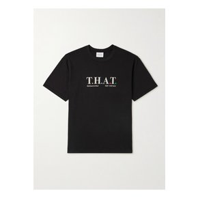 T.H.A.T. 로고 프린트 코튼 저지 티셔츠 블랙