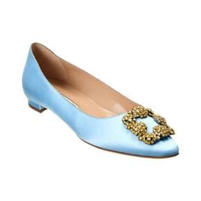 4854899 Manolo Blahnik Hangisimu Satin Flat