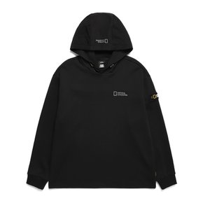 N241MHD230 우븐 배색 포인트 후디 CARBON BLACK