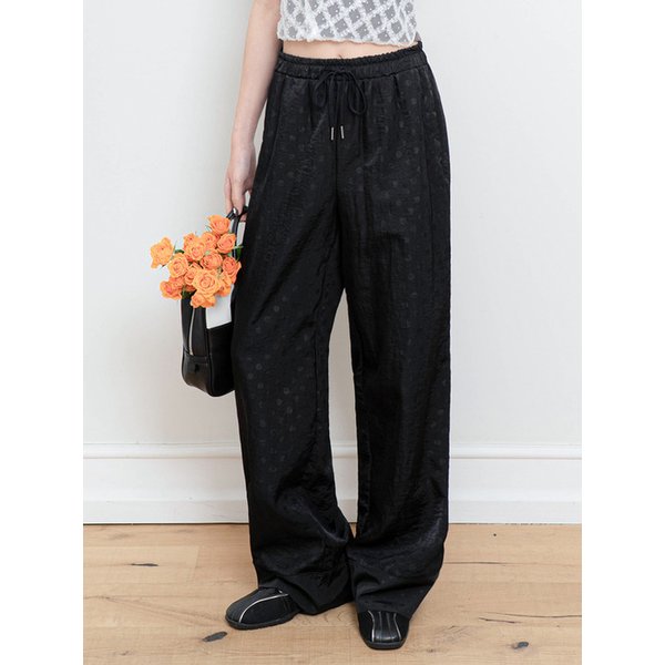 DOT BANDING WIDE PANTS BLACK