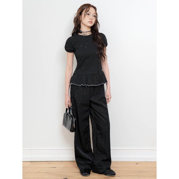 DOT BANDING WIDE PANTS BLACK