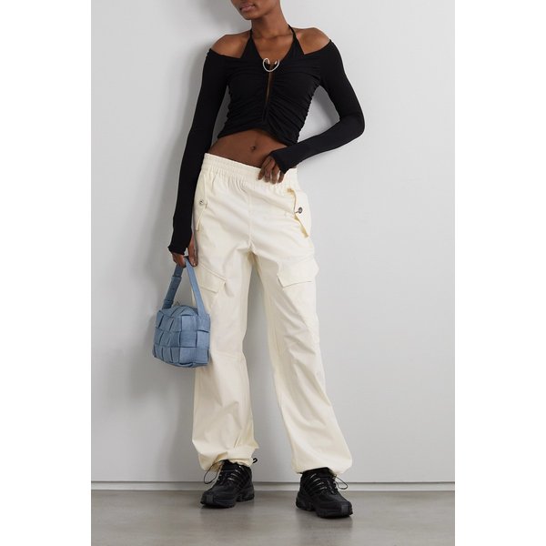 디온 리 뫼비우스 오프 더 숄더 개더 스트레치 저지 탑 블랙 1647597291935835