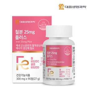 철분 25mg 플러스 90정 1박스 3개월분 / 고함량 비헴철 비타민