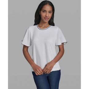 칼라거펠트 우먼 크루넥 Short-Sleeve Blouse - Sft 화이트 naval 아카데미 26279125 1390062