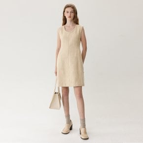 FW23 Sleeveless Deep Neck Dress Beige