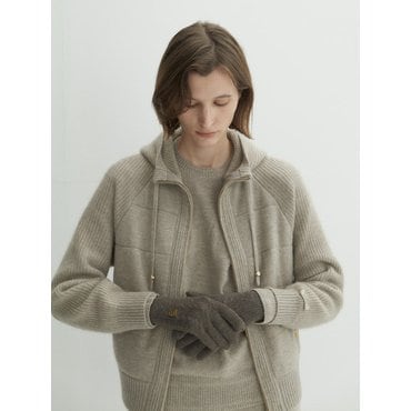 소에타에르 Cashmere 100% Finger Hole Knit Gloves For Womens (Sepia Brown)