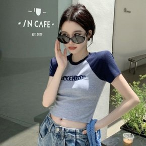 미니멀 데일리 피넬 골지 나그랑 크롭 반팔티 SD-250201 다잇템 다잇템