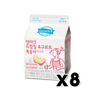  덴마크 드링킹 요구르트 복숭아 팩음료 275ml x 8개