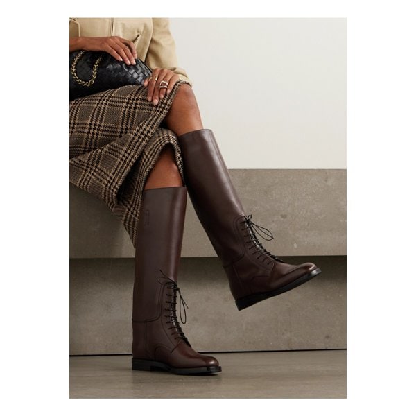 가죽 레이스업 니 부츠 다크 브라운 46376663162844810