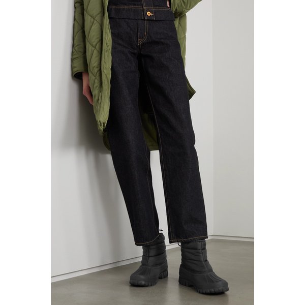 로플러 랜달 가죽트리밍 퀼티드 앵클 부츠 블랙 24062987016829107