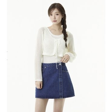 플라스틱아일랜드 랩 숏 데님 스커트 (PR2DS482)