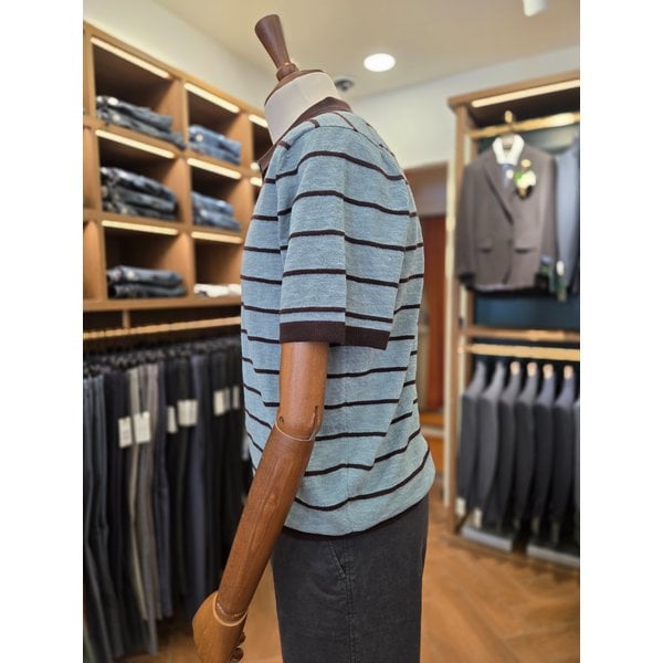 [여주점] 코오롱 브렌우드 남성 셀렉션 워셔블 라인 배색 폴로넥 스웨터 BRWAM26821MIX WHX