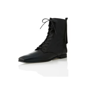 Square Toe Lace-up Ankle Boots - MD1090b Black