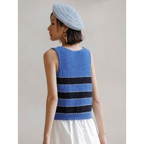 LS_Sleeveless knit blue top