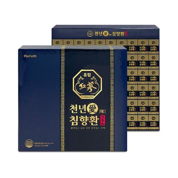 (소비기한 2026.07.08) 휴럼 천년애 침향환 3.7g*60환 [쇼핑백포함]