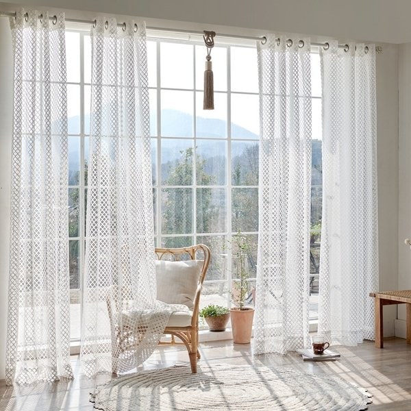 뷰하우스 와플매쉬 데코형 망사커튼