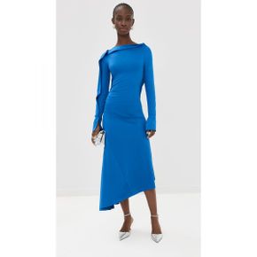 5096207 Victoria Beckham Long Sleeve Draped Jersey Midi Dress