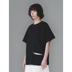 SLIT HALF SLEEVE TOP (BLACK)