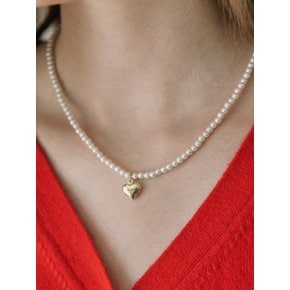 Heart Pearl Necklace - Gold