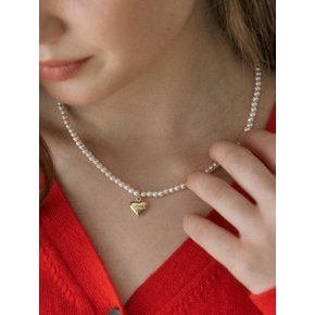 Heart Pearl Necklace - Gold