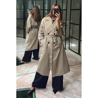 자라 ZARA 벨트가 달린 자라 롱 트렌치코트 - 색상   베이지 8372/287