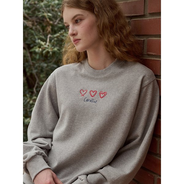 카롤라인 체인 자수 스웨트셔츠 그레이