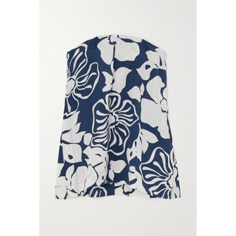 페이스풀더브랜드 페이스풀 넷 서스테인 리제트 스트랩리스 플로럴 프린트 우븐 탑 네이비 1647597326074796