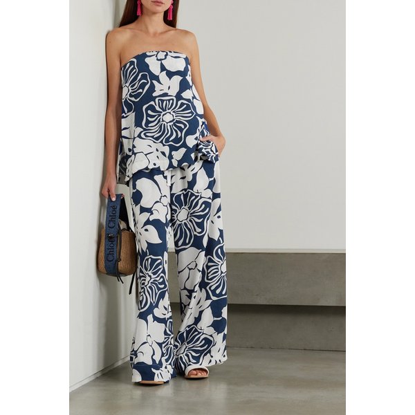 페이스풀 넷 서스테인 리제트 스트랩리스 플로럴 프린트 우븐 탑 네이비 1647597326074796