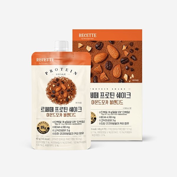 [본사배송]르쎄떼 프로틴 쉐이크 아몬드모카 블렌디드 40g*7개입
