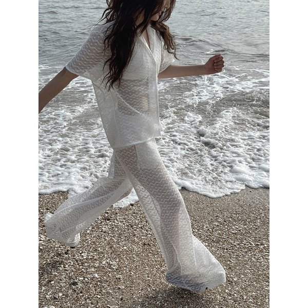 [단독] 25SS rose knit see-through pants